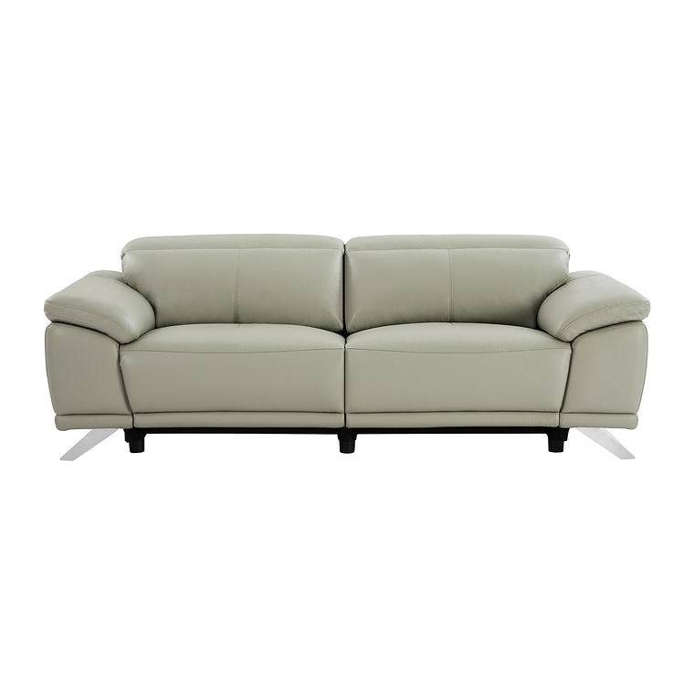 Sofá de 3 plazas relax eléctrico de piel de becerro gris claro AZIDEE II 220 cm 3