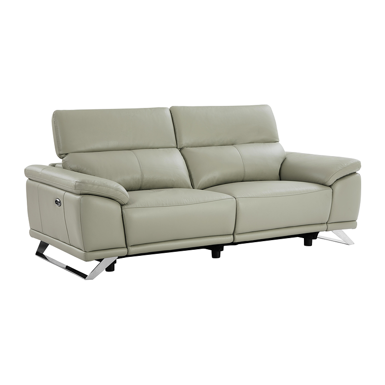 Sofá de 3 plazas relax eléctrico de piel de becerro gris claro AZIDEE II 220 cm 4