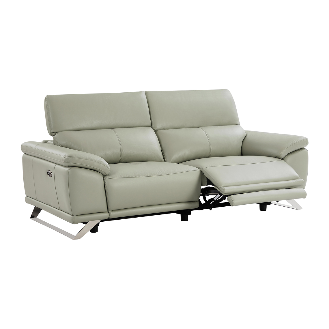 Sofá de 3 plazas relax eléctrico de piel de becerro gris claro AZIDEE II 220 cm 5