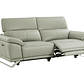 Sofá de 3 plazas relax eléctrico de piel de becerro gris claro AZIDEE II 220 cm - Miniatura 5