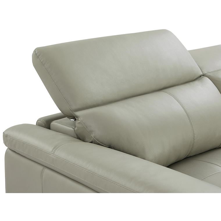 Sofá de 3 plazas relax eléctrico de piel de becerro gris claro AZIDEE II 220 cm 7