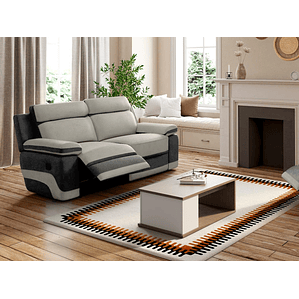 Sofá 3 plazas relax de microfibra TALCA - Antracita y gris claro 199 cm