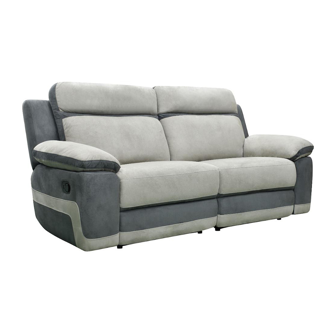 Sofá 3 plazas relax de microfibra TALCA - Antracita y gris claro 199 cm 3