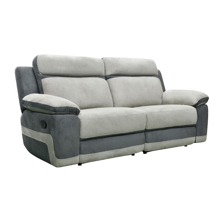 Sofá 3 plazas relax de microfibra TALCA - Antracita y gris claro 199 cm 3