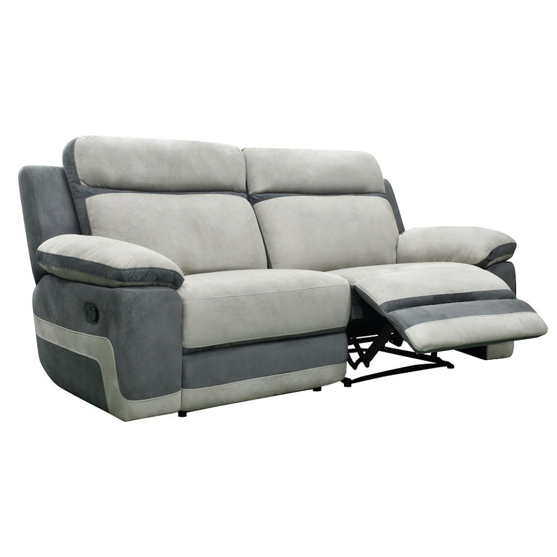 Sofá 3 plazas relax de microfibra TALCA - Antracita y gris claro 199 cm 4