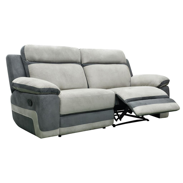 Sofá 3 plazas relax de microfibra TALCA - Antracita y gris claro 199 cm 4