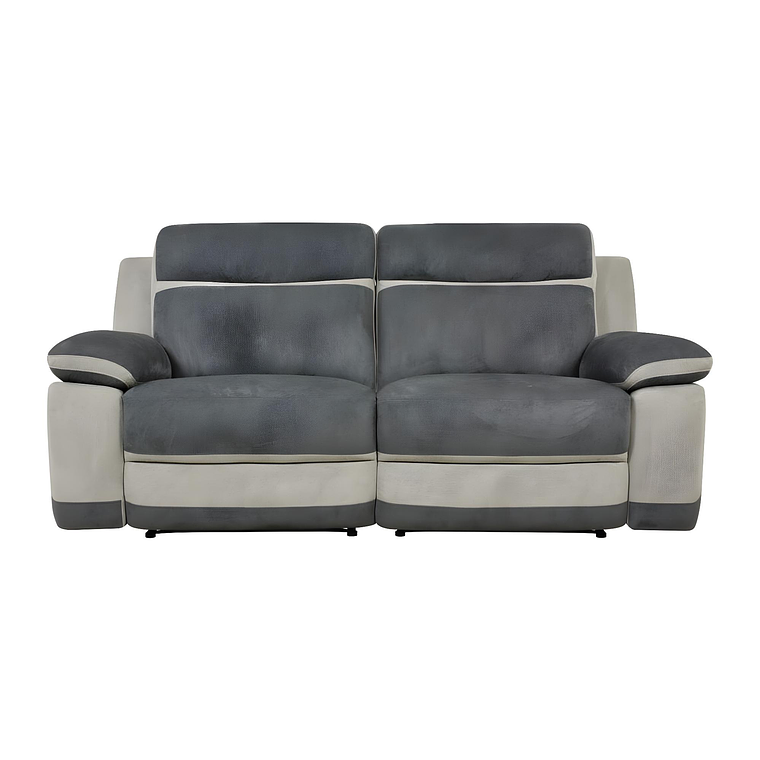 Sofá 3 plazas relax de microfibra TALCA - gris claro y antracita 199 cm 2