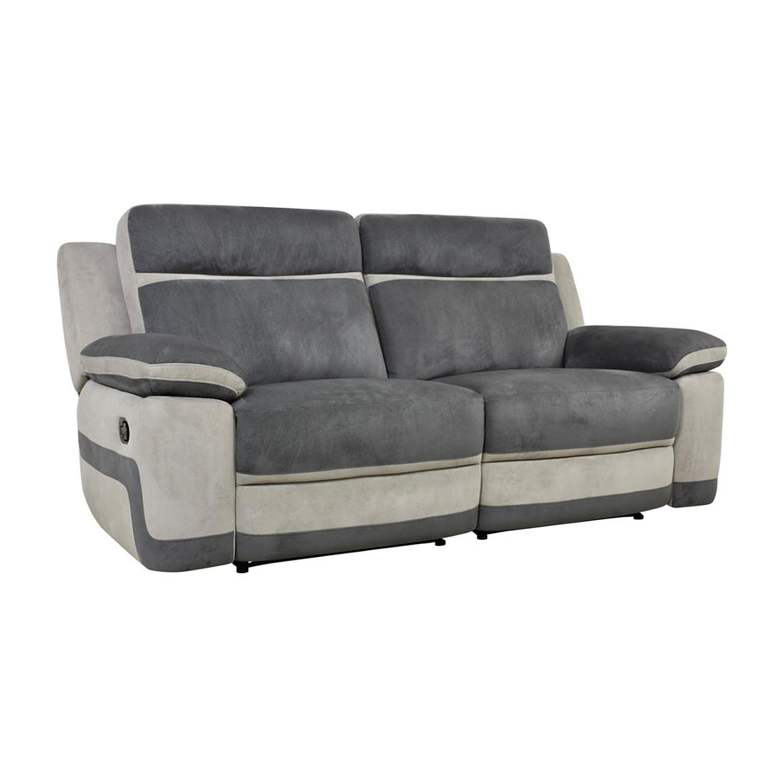 Sofá 3 plazas relax de microfibra TALCA - gris claro y antracita 199 cm 3