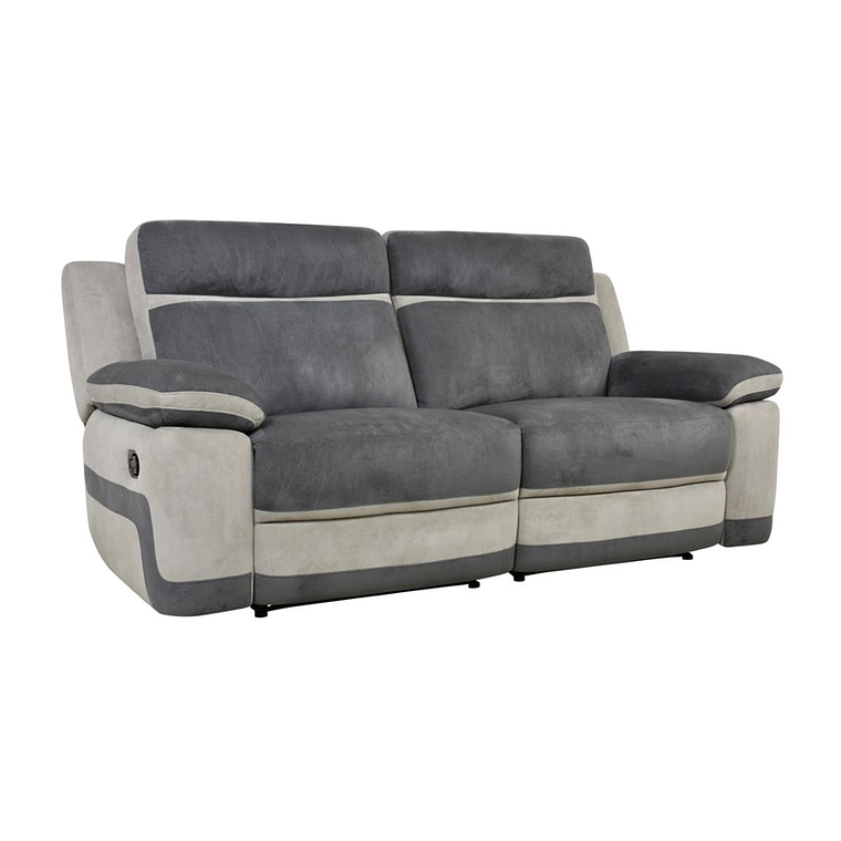 Sofá 3 plazas relax de microfibra TALCA - gris claro y antracita 199 cm 3