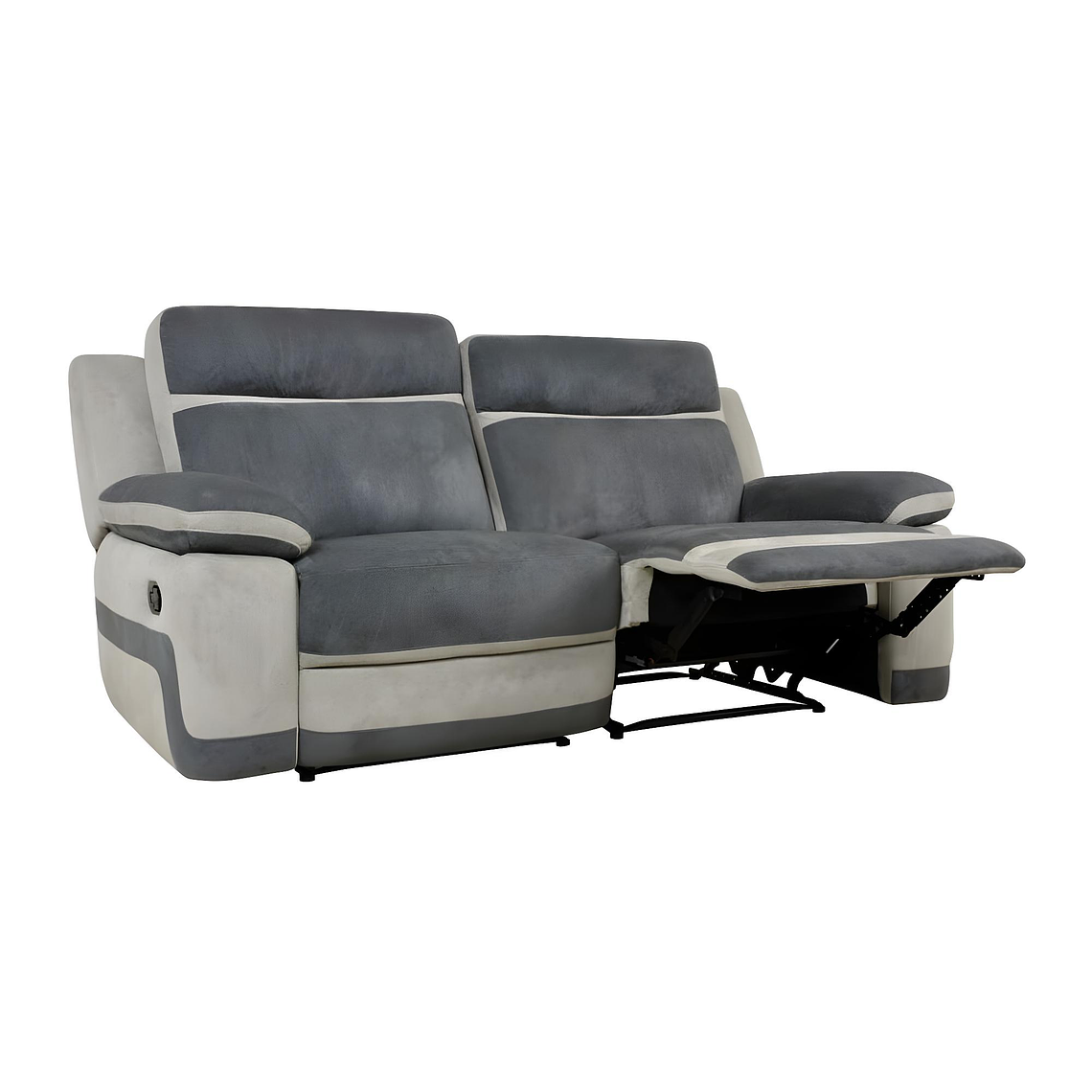 Sofá 3 plazas relax de microfibra TALCA - gris claro y antracita 199 cm 4