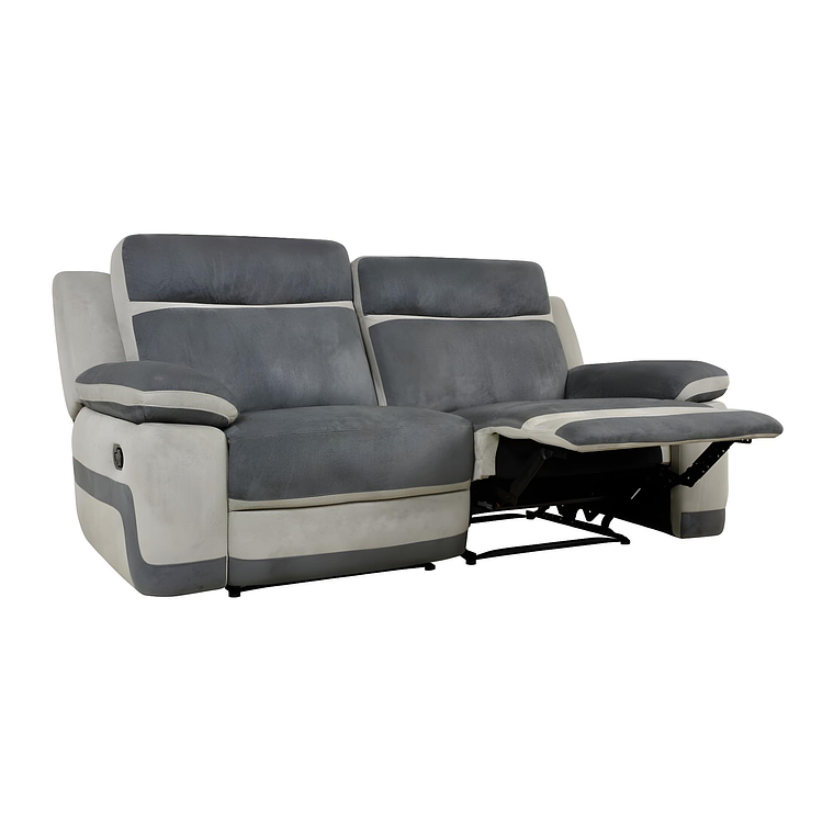 Sofá 3 plazas relax de microfibra TALCA - gris claro y antracita 199 cm 4