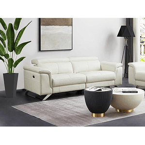 Sofá de 3 plazas relax eléctrico de piel de becerro blanco BREYT II 220 cm