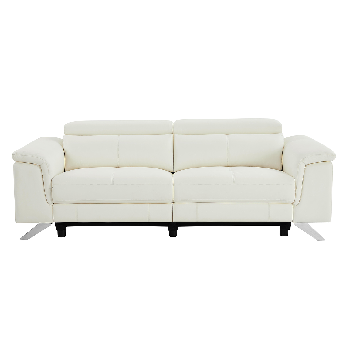 Sofá de 3 plazas relax eléctrico de piel de becerro blanco BREYT II 220 cm 2