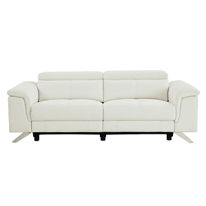 Sofá de 3 plazas relax eléctrico de piel de becerro blanco BREYT II 220 cm