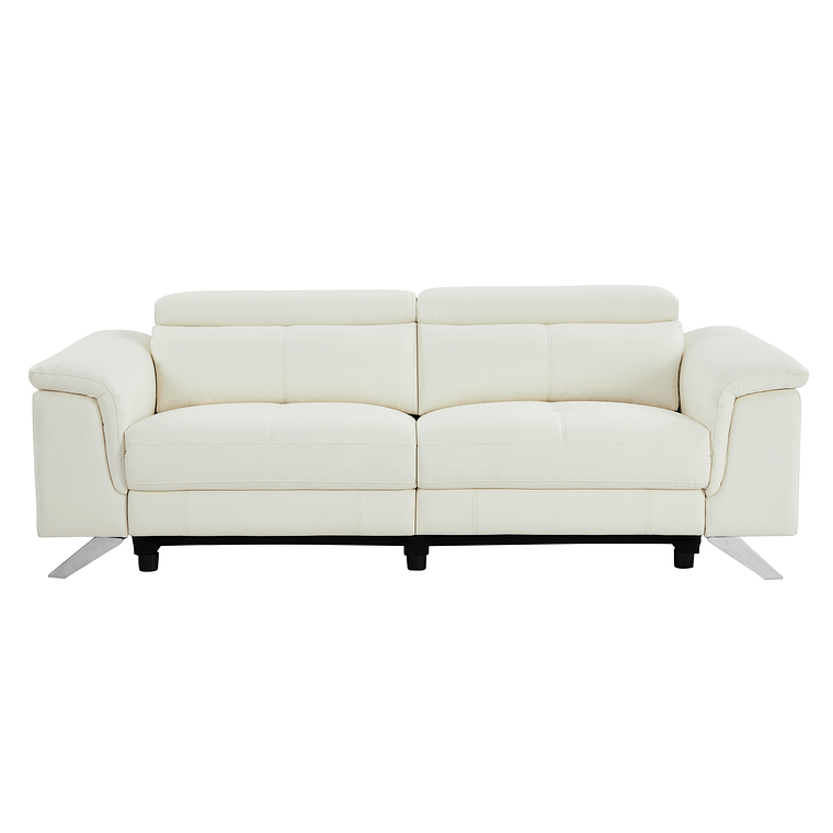 Sofá de 3 plazas relax eléctrico de piel de becerro blanco BREYT II 220 cm 2