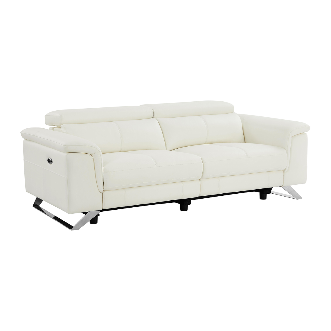 Sofá de 3 plazas relax eléctrico de piel de becerro blanco BREYT II 220 cm 4