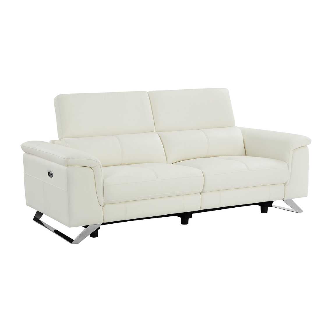 Sofá de 3 plazas relax eléctrico de piel de becerro blanco BREYT II 220 cm 6