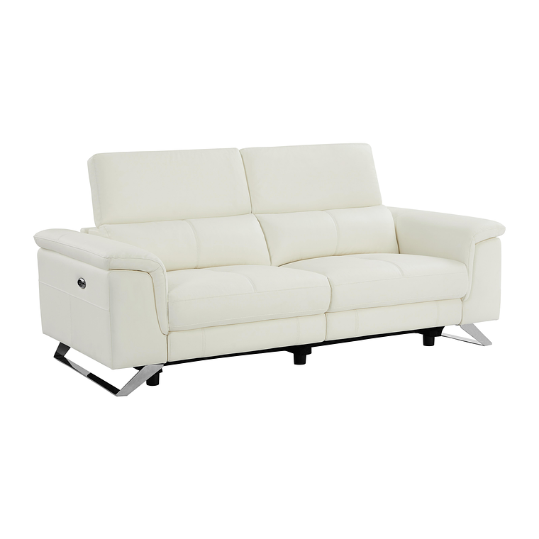 Sofá de 3 plazas relax eléctrico de piel de becerro blanco BREYT II 220 cm 6