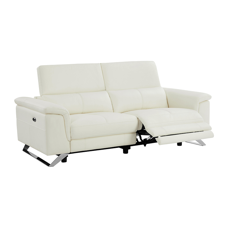 Sofá de 3 plazas relax eléctrico de piel de becerro blanco BREYT II 220 cm 7