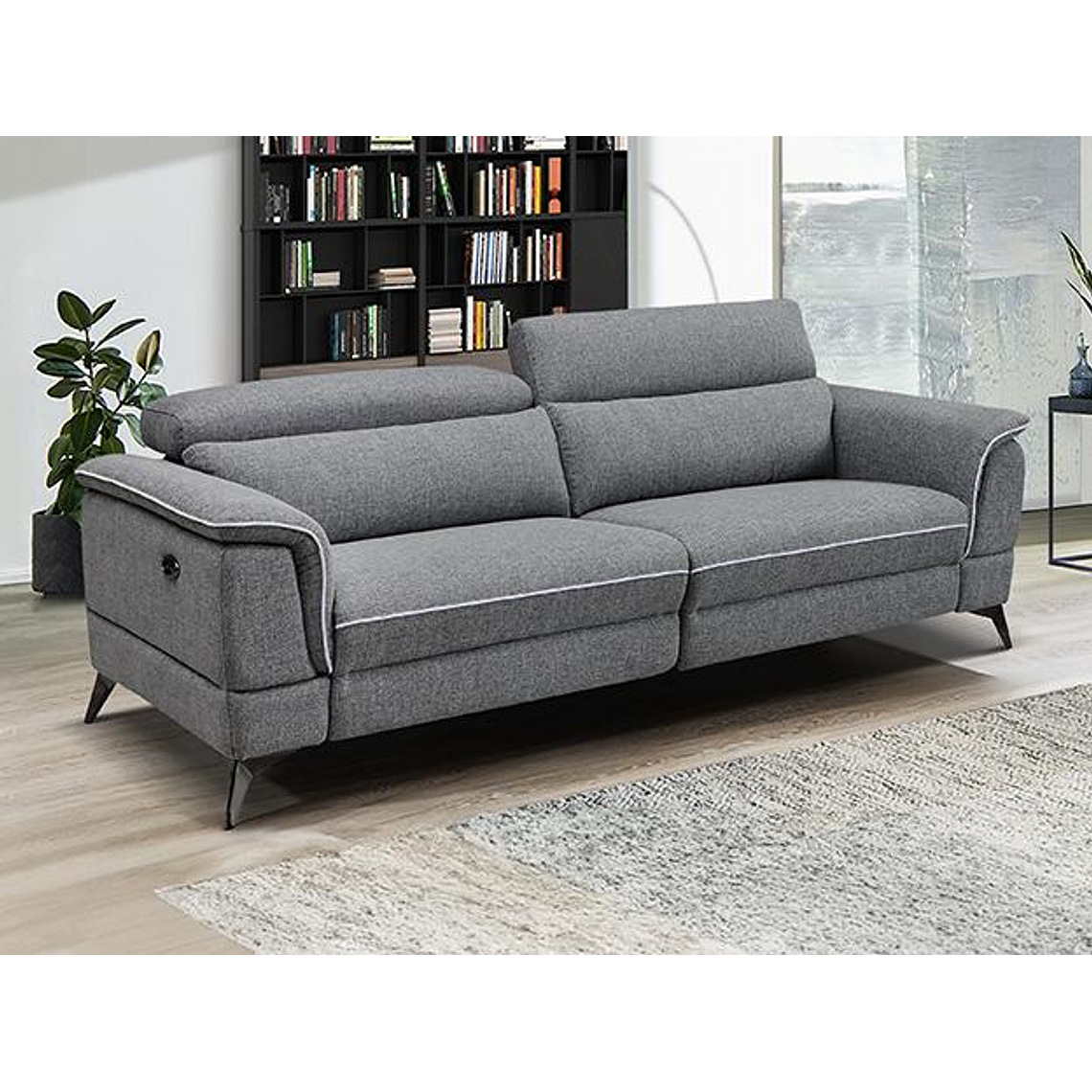 Sofá de 3 plazas relax eléctrico de tela gris MACARI 216 cm 1