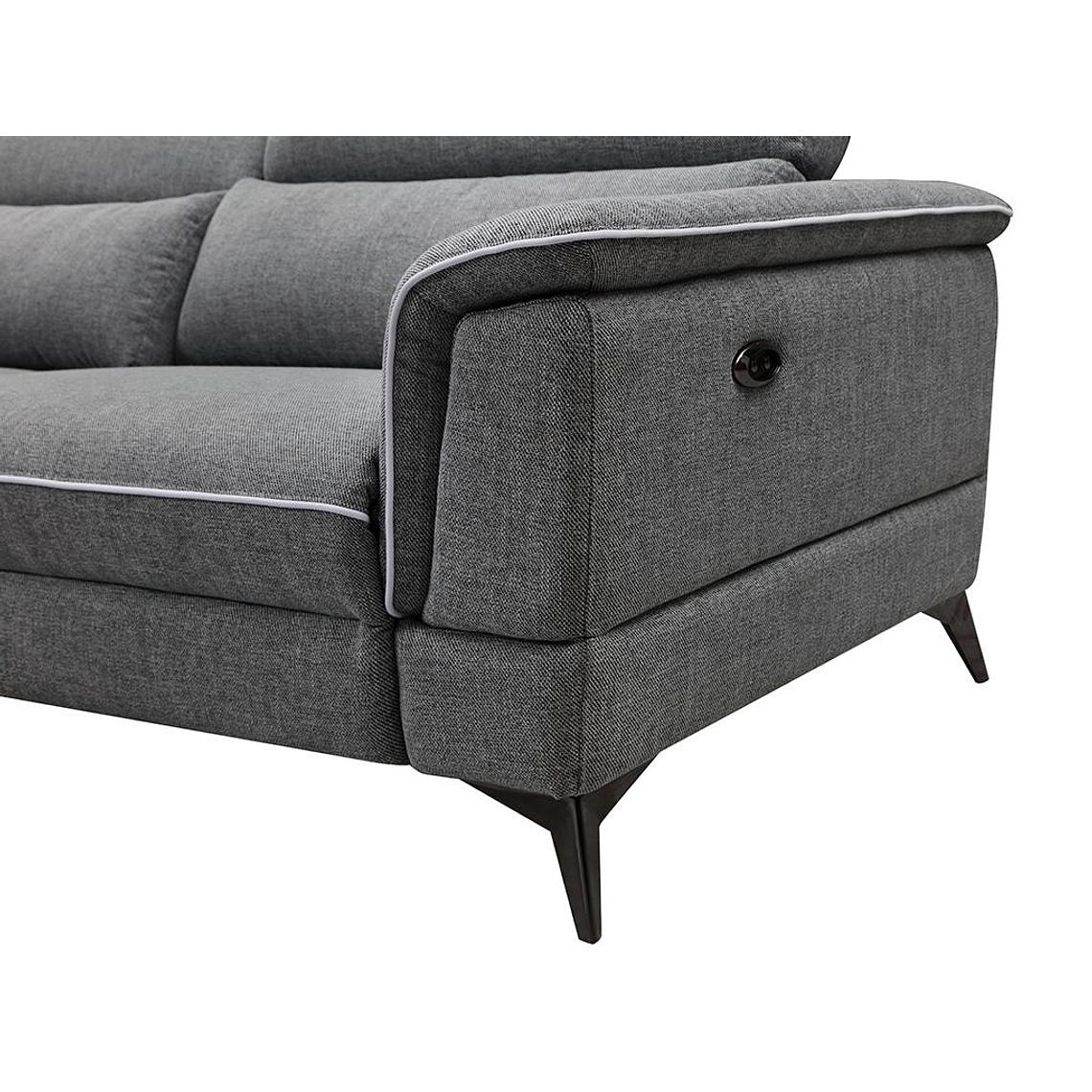 Sofá de 3 plazas relax eléctrico de tela gris MACARI 216 cm 7