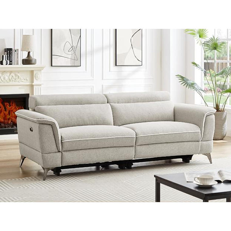 Sofá de 3 plazas relax eléctrico de tela beige MACARI 216 cm 1