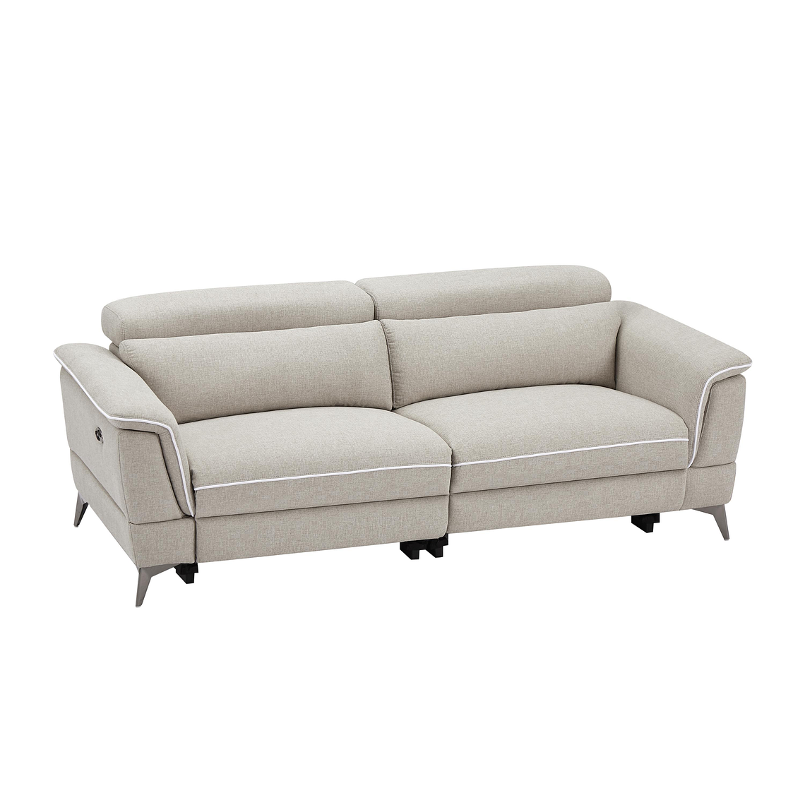 Sofá de 3 plazas relax eléctrico de tela beige MACARI 216 cm 2