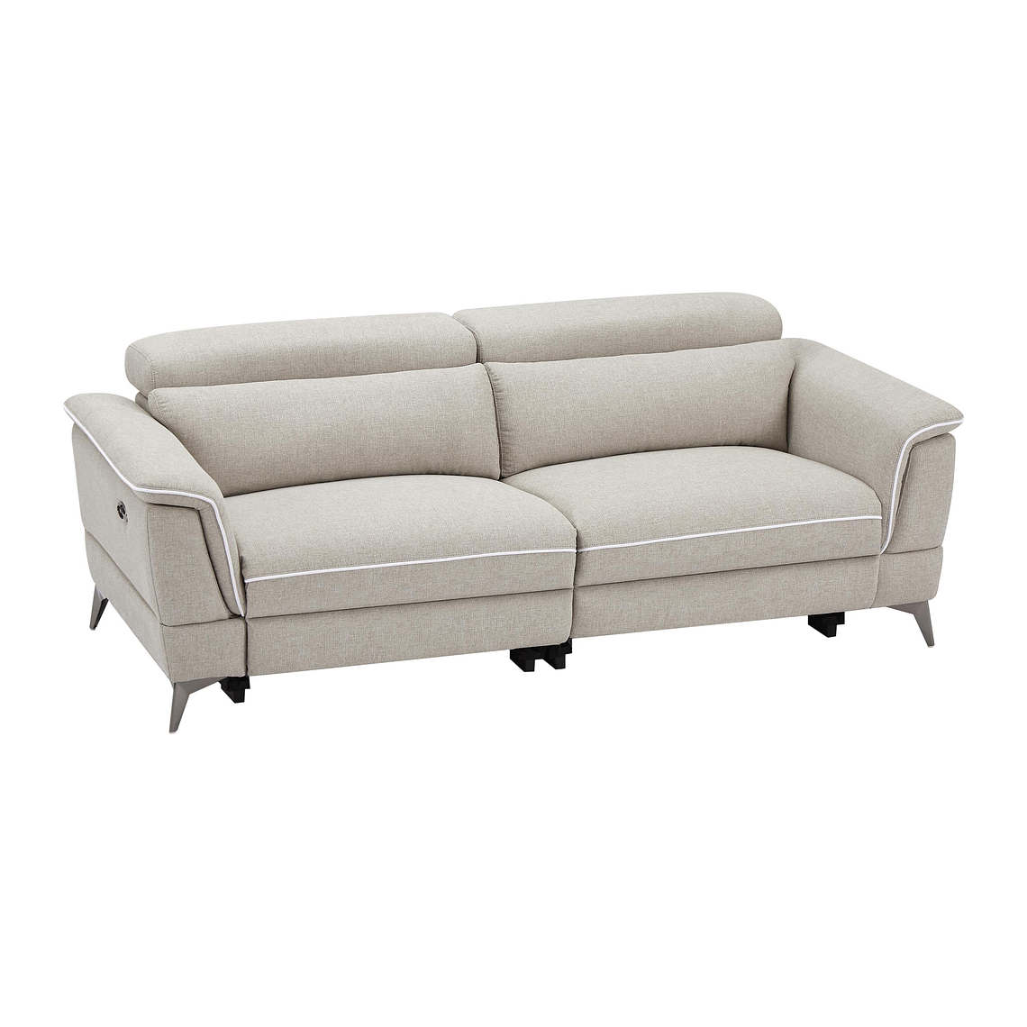 Sofá de 3 plazas relax eléctrico de tela beige MACARI 216 cm 3