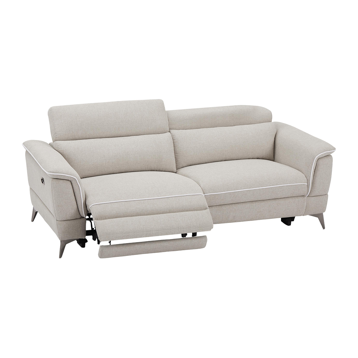 Sofá de 3 plazas relax eléctrico de tela beige MACARI 216 cm 5