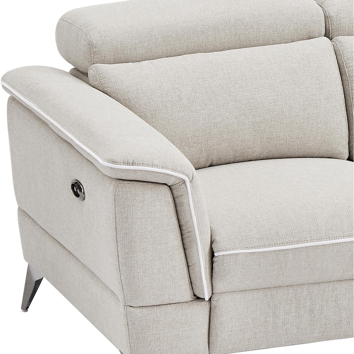 Sofá de 3 plazas relax eléctrico de tela beige MACARI 216 cm 6