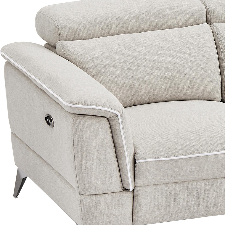 Sofá de 3 plazas relax eléctrico de tela beige MACARI 216 cm 6