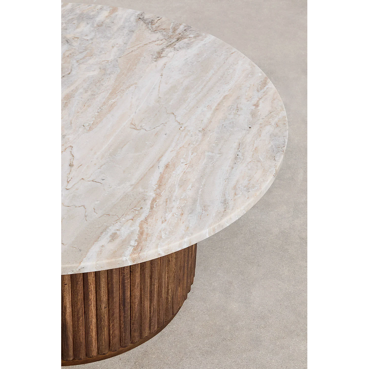 Mesa de Centro Redonda en Mármol y Madera de Mango Giselda 90 cm 4