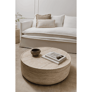 Mesa de centro redonda en cemento look travertino (Ø80 cm) Darwy