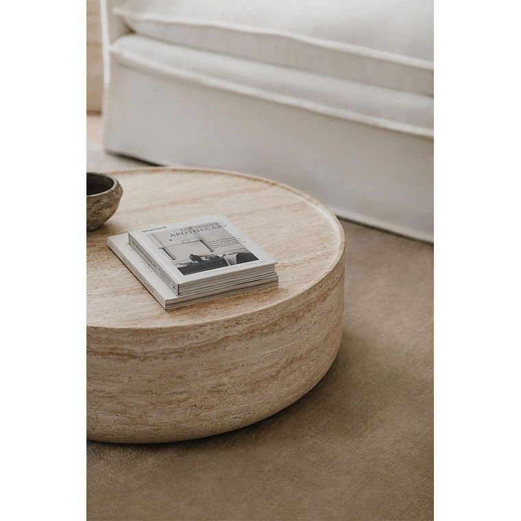 Mesa de centro redonda en cemento look travertino (Ø80 cm) Darwy 2