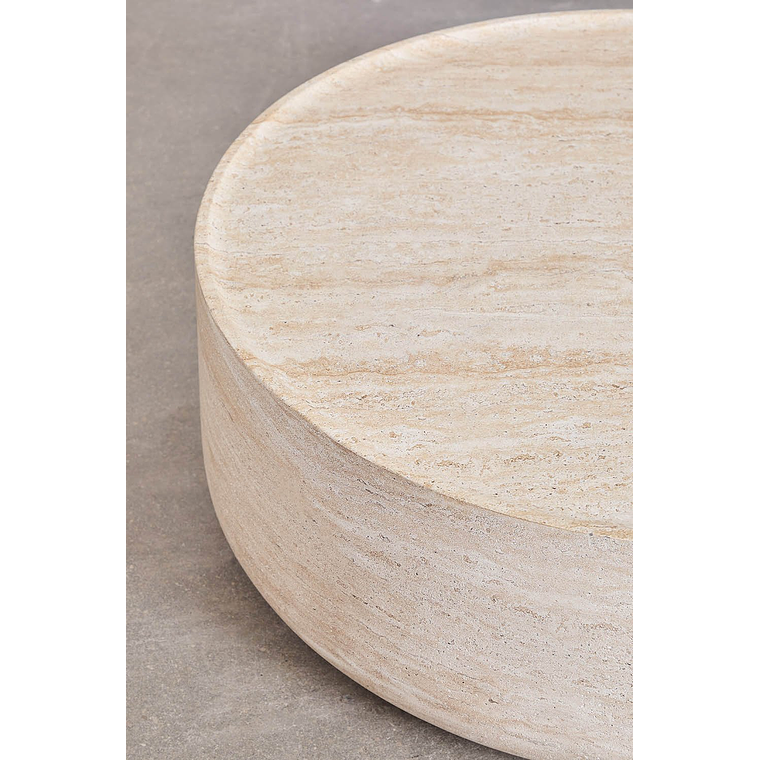 Mesa de centro redonda en cemento look travertino (Ø80 cm) Darwy 4