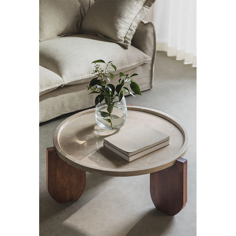 Mesa de Centro en Mármol y Madera de Mango Xantten 79 cm 1