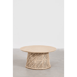 Mesa de Centro Redonda en Madera de Mango y Ratán (Ø80 cm) Suzane