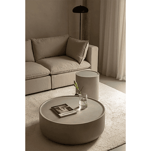 Mesa de centro redonda en cemento gris arena (Ø80 cm) Darwys