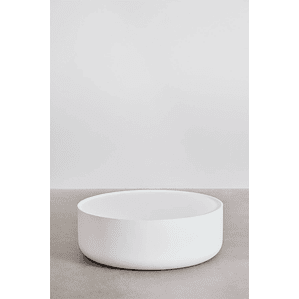 Mesa de centro redonda en cemento blanco brillante (Ø80 cm) Darwys
