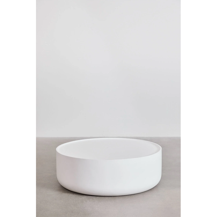 Mesa de centro redonda en cemento blanco brillante (Ø80 cm) Darwys 2