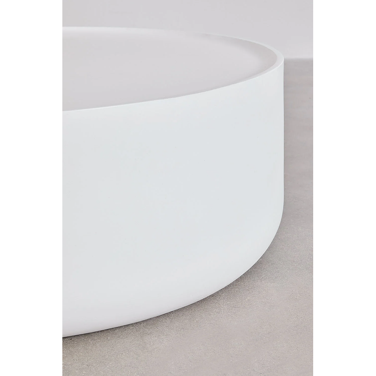 Mesa de centro redonda en cemento blanco brillante (Ø80 cm) Darwys 4