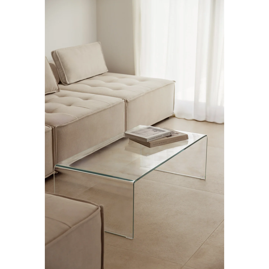 Mesa de centro en cristal transparente (110x55 cm) Crhis 1