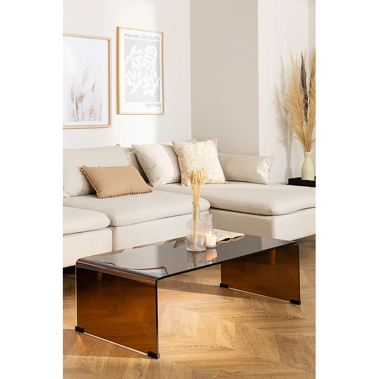 Mesa de centro en cristal transparente marrón caramelo (110x55 cm) Crhis 1