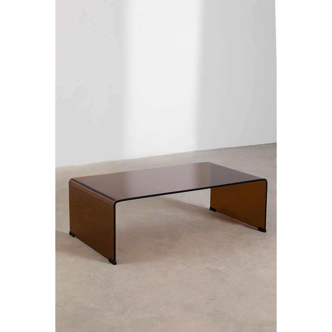 Mesa de centro en cristal transparente marrón caramelo (110x55 cm) Crhis 2