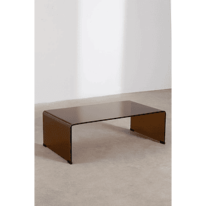 Mesa de centro en cristal transparente marrón caramelo (110x55 cm) Crhis