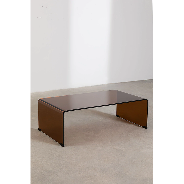 Mesa de centro en cristal transparente marrón caramelo (110x55 cm) Crhis 2