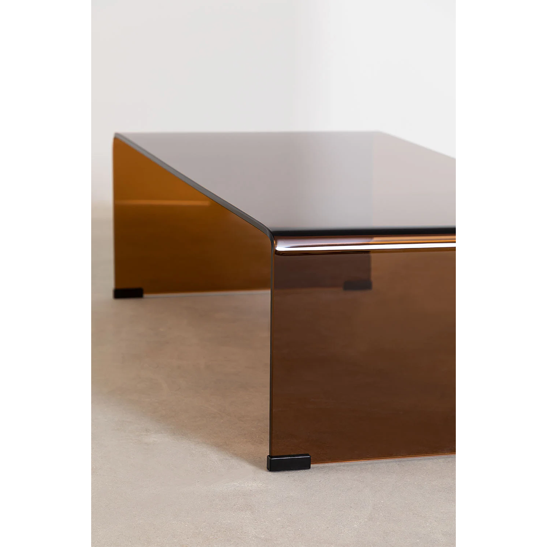 Mesa de centro en cristal transparente marrón caramelo (110x55 cm) Crhis