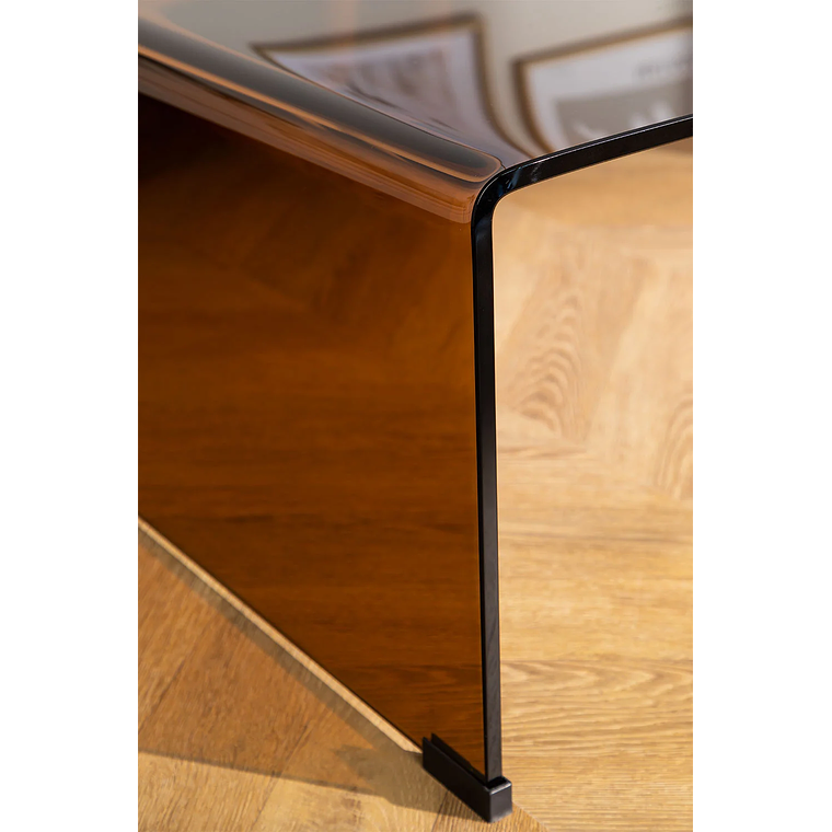 Mesa de centro en cristal transparente marrón caramelo (110x55 cm) Crhis 4