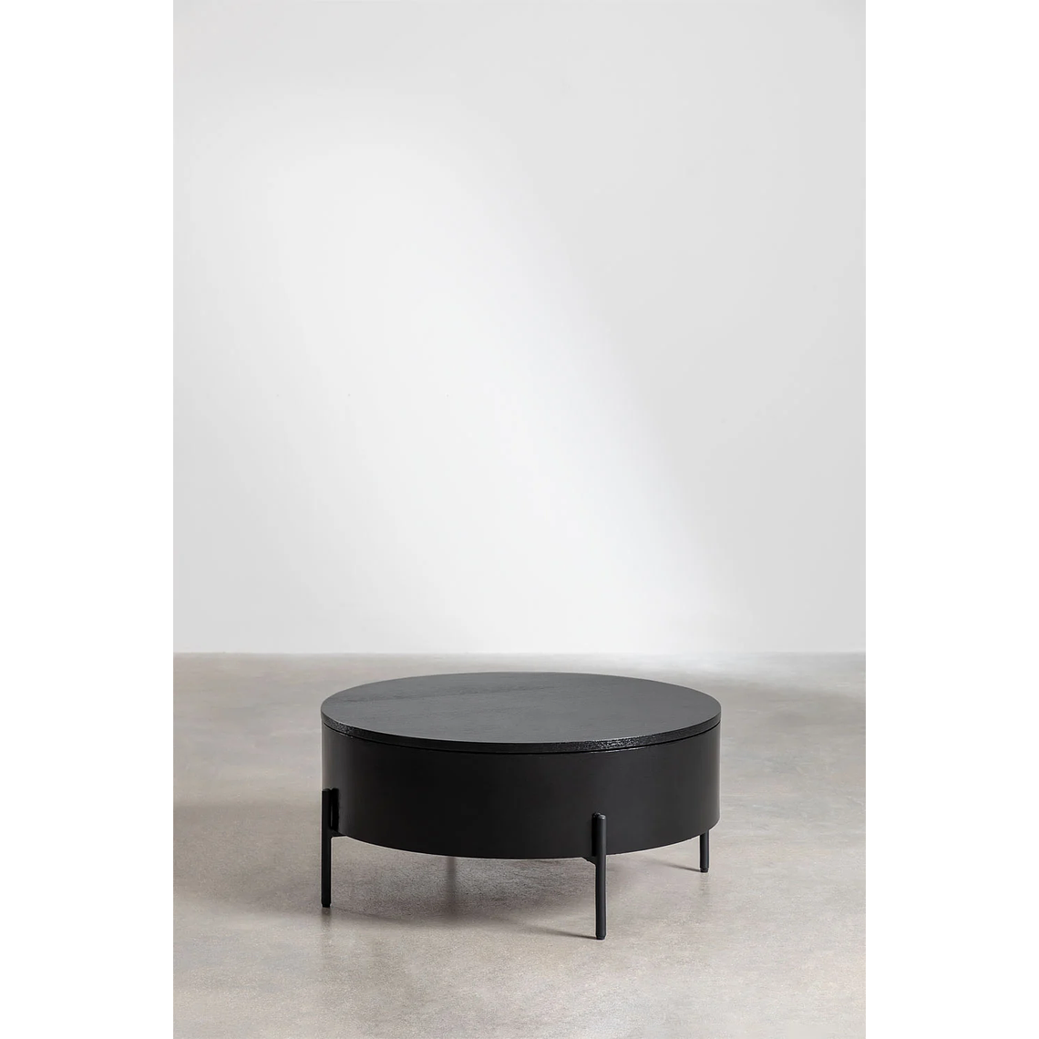 Mesa de centro redonda elevable en madera y acero negro (Ø80 cm) Tainara 3