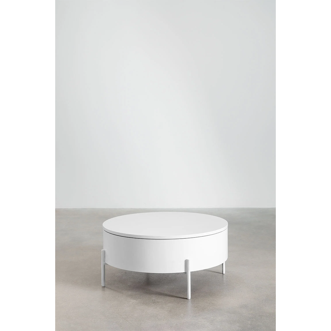 Mesa de centro redonda elevable en madera y acero blanco (Ø80 cm) Tainara 4